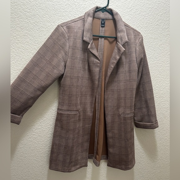Preppy Plaid Faux Suede Blazer - Picture 3 of 4